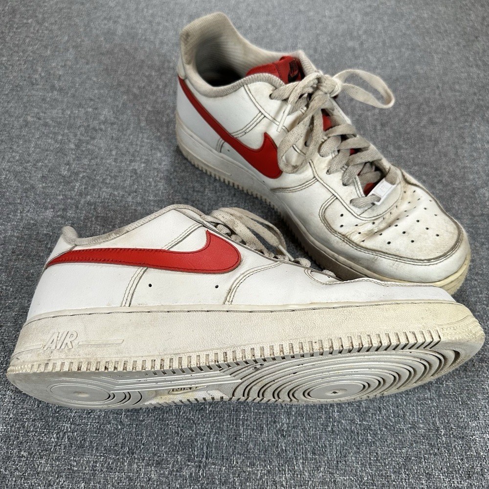 NIKE Air Force 1 Mens Low Top Red Swoosh White CT7875 994 Size 9.5